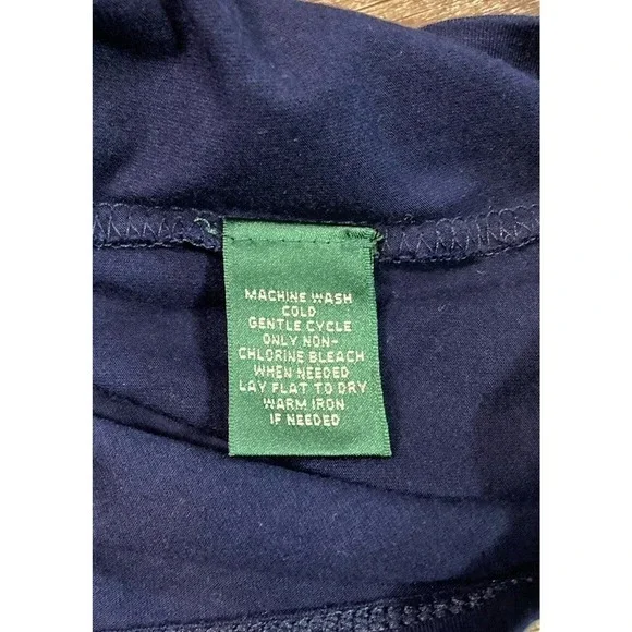 Lauren Ralph Lauren Women’s Drawstring Shoulder Boat Neck Blouse Navy Size L - Picture 5 of 6